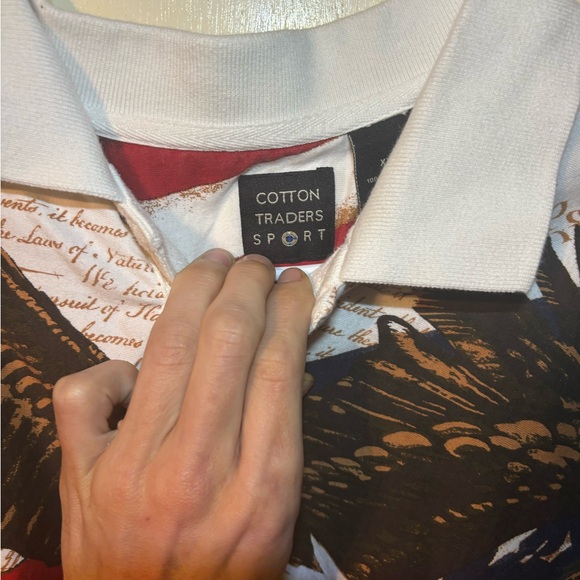 Y2K Cotton Traders Declaration of Independence Full Body America Eagle Polo - Picture 5 of 5
